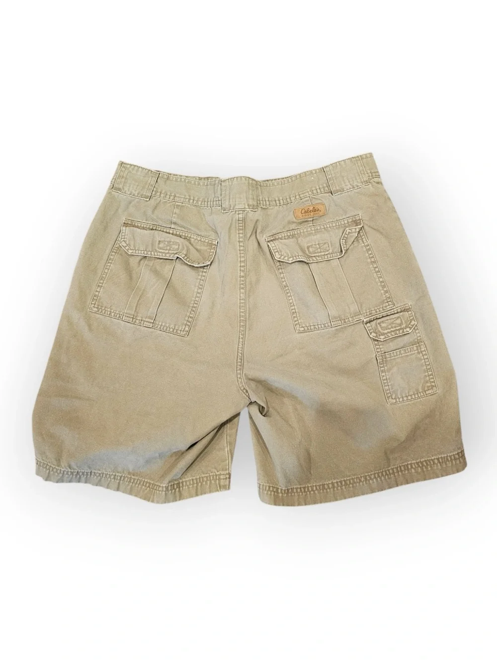 Cabela’s 7-Pocket Hiker Tan Cargo Shorts Size 38 Cotton Canvas Outdoor Camping